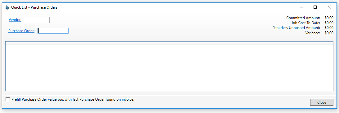 QuickListPurchaseOrderswindow-mh