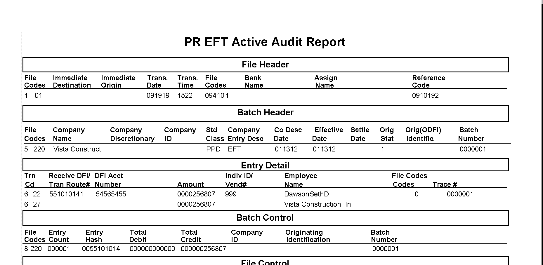 ViewpointPayrollEmployeePayDirectDepositPREFTActiveAuditReport-mh