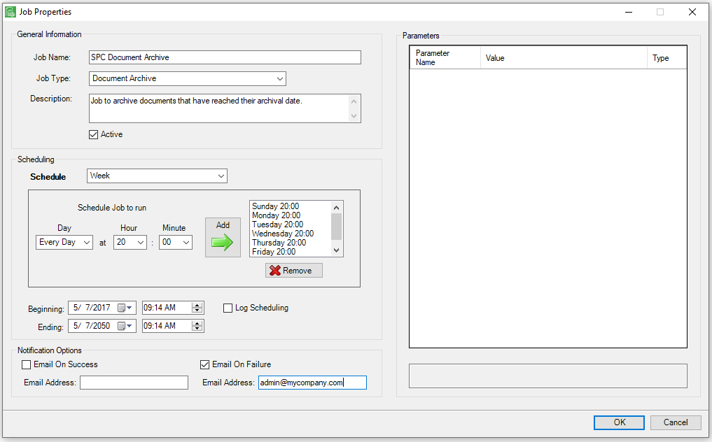 JobPollDocumentArchiveJobSetup