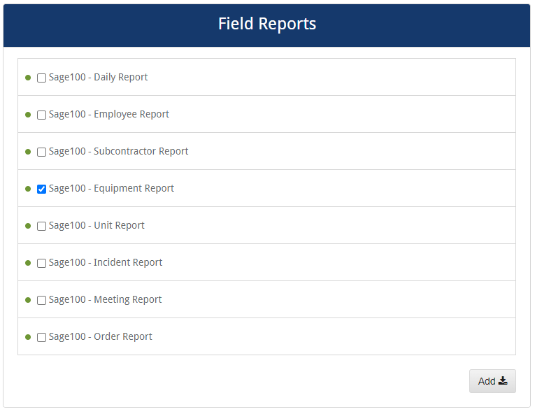 eFormsAddFieldReportsFieldReportslistSage100-mh