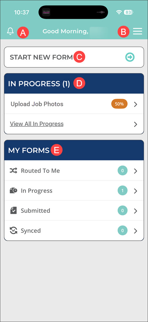 eFormsMainScreenPhonepVaultInProgresscallouts