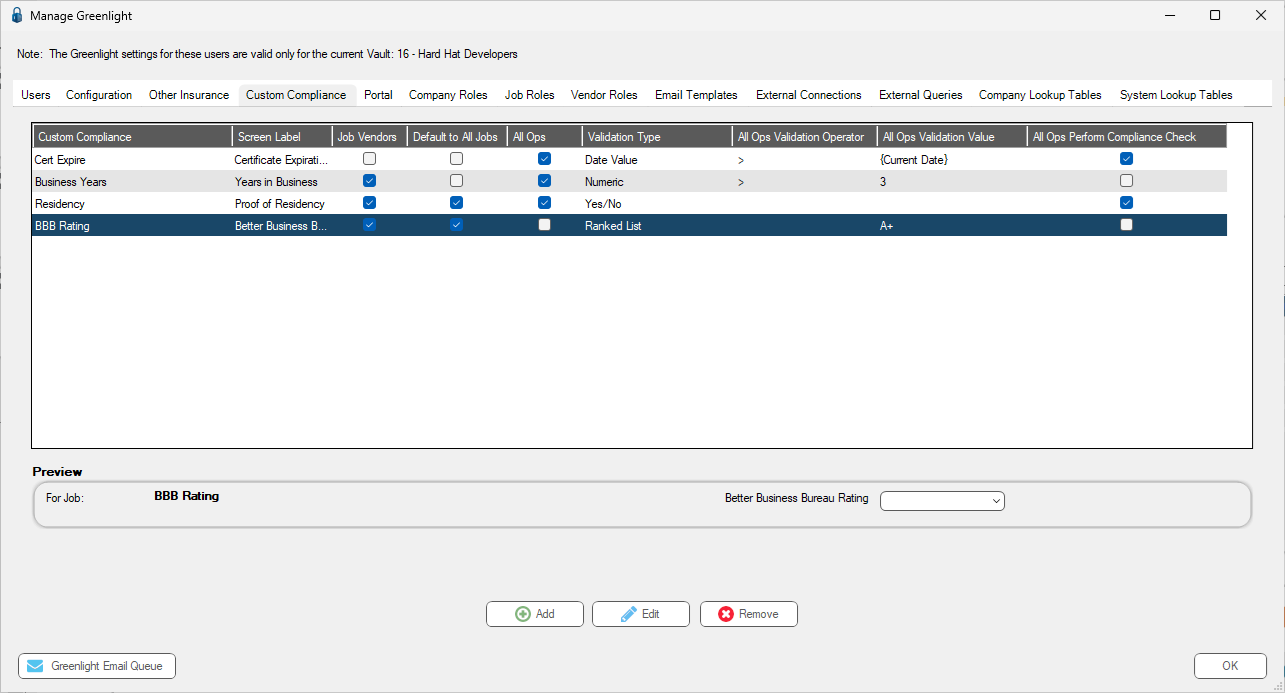 GreenlightManageGreenlightCustomCompliancetabPreviewRankedListvalidationpopulated-mh