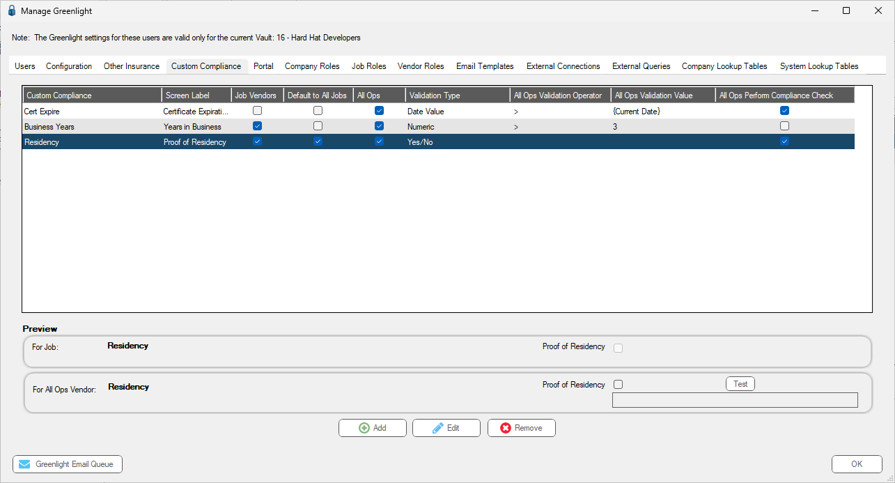 GreenlightManageGreenlightCustomCompliancetabPreviewYesNovalidationpopulated-mh