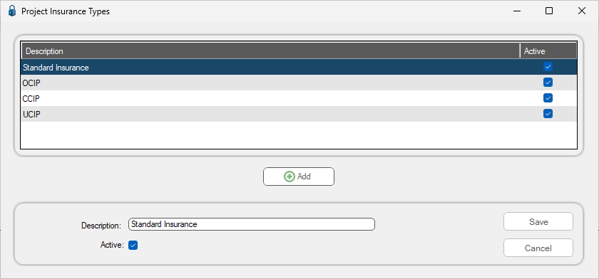 GreenlightManageGreenlightLookupTablestabwindowProjectInsuranceTypes-mh