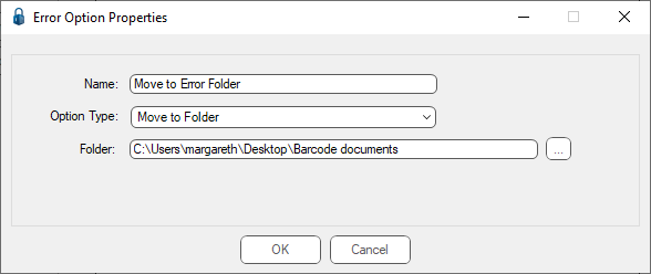 ImportBarcodeErrorOptionPropertiesMovetoErrorFolderdialog-mh