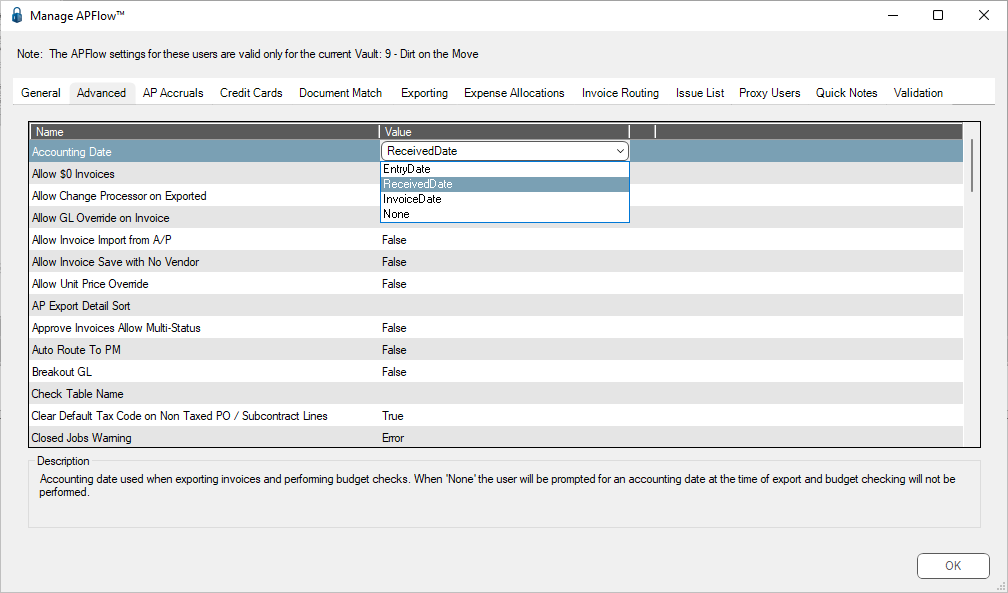 ManageAPFlowAdvancedtabSage300AccountingDatedropdownReceivedDate-mh