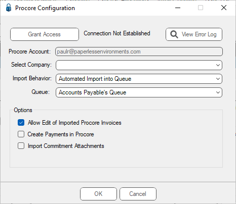 ProcoreProcoreConfigurationConnectionNotEstablishedwindow-mh