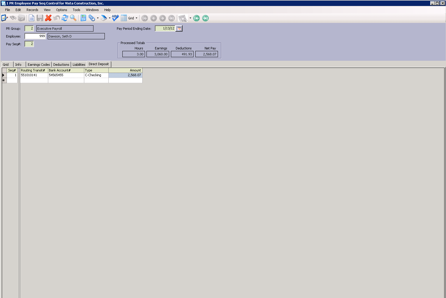 ViewpointPayrollEmployeePayDirectDepositPREmployeePaySeqControlDirectDeposittab-mh