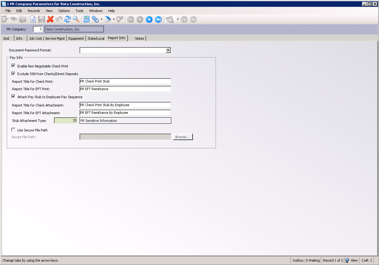 ViewpointPayrollIndexingSetupPRCompanyParametersReportInfotab-mh