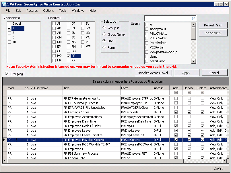 ViewpointPayrollIndexingSetupVAFormSecuritycompletedgrid-mh