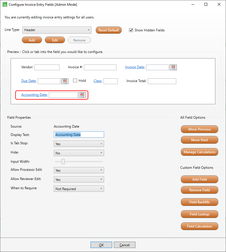 ConfigureInvoiceEntryFieldswindowforCustomAPFlowvaultwithstandardfieldselected-mh