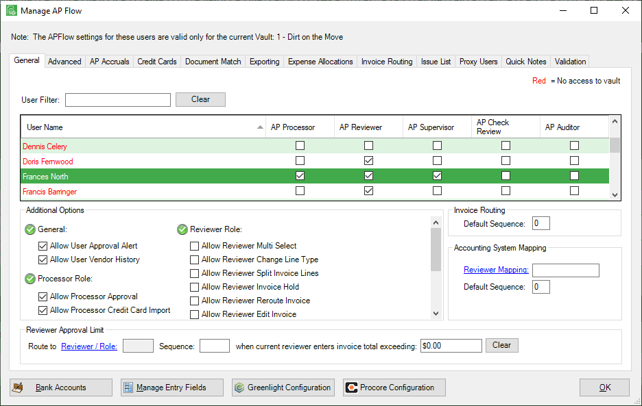 VaultPropertieswindowAPFlowUserstabSage100-mh