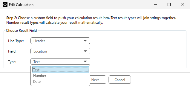 ConfigureInvoiceEntryFieldsFieldCalculationEditCalculationstep2ResultTypefielddropdown-mh