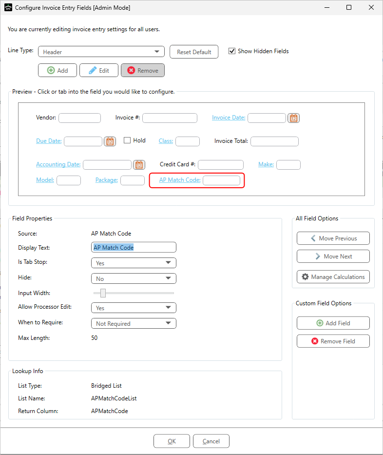 ConfigureInvoiceEntryFieldswindowforCustomAPFlowvaultwithpreconfiguredstandardfieldselected-mh