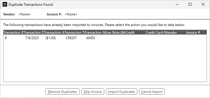CreditCardImporterDuplicateTransactionsFoundwindownew-mh