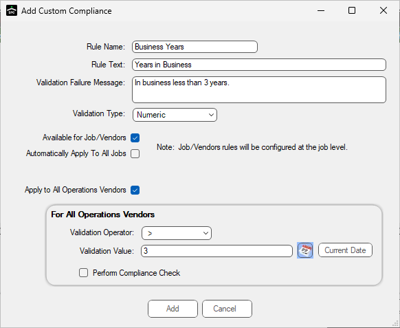 GreenlightManageGreenlightCustomCompliancetabAddCustomCompliancewindowNumericvalidation-mh