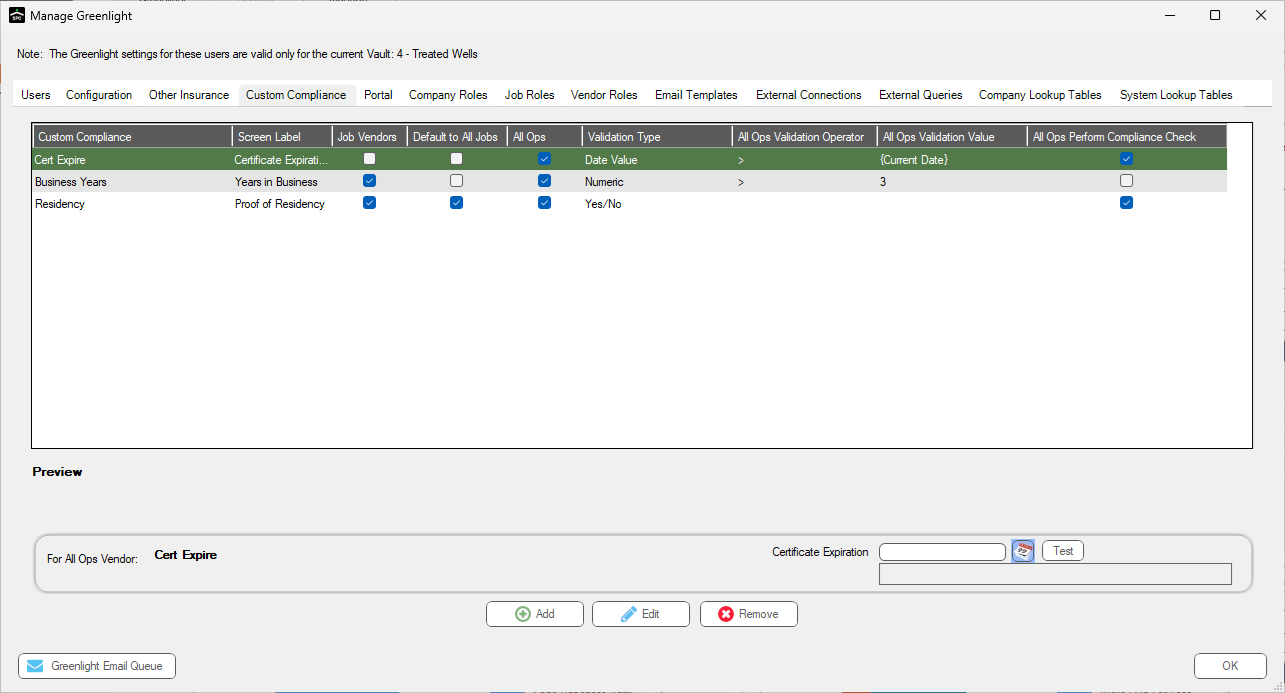 GreenlightManageGreenlightCustomCompliancetabPreviewDateValuevalidationpopulated-mh