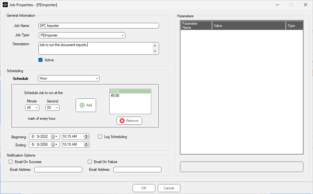 ImporterFolderWatchJobPollJobSetup