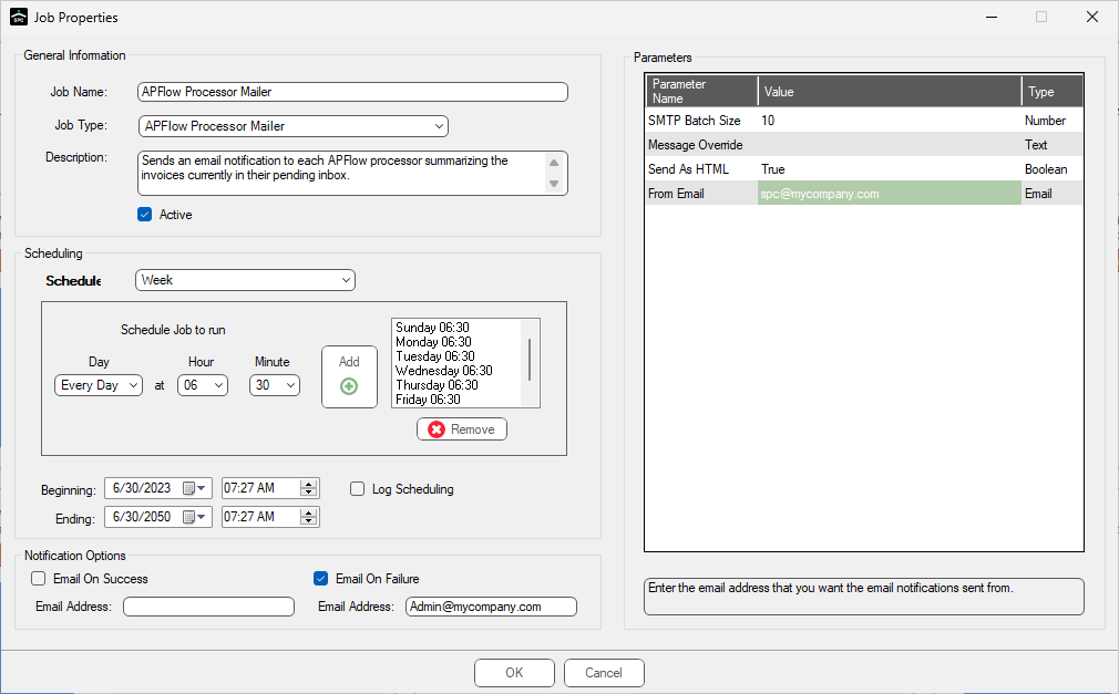 JobPollAPFlowMailerforProcessorJobSetup