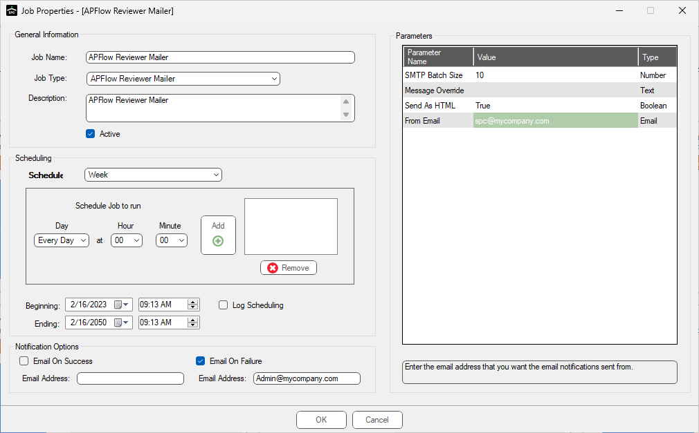 JobPollAPFlowMailerJobSetup