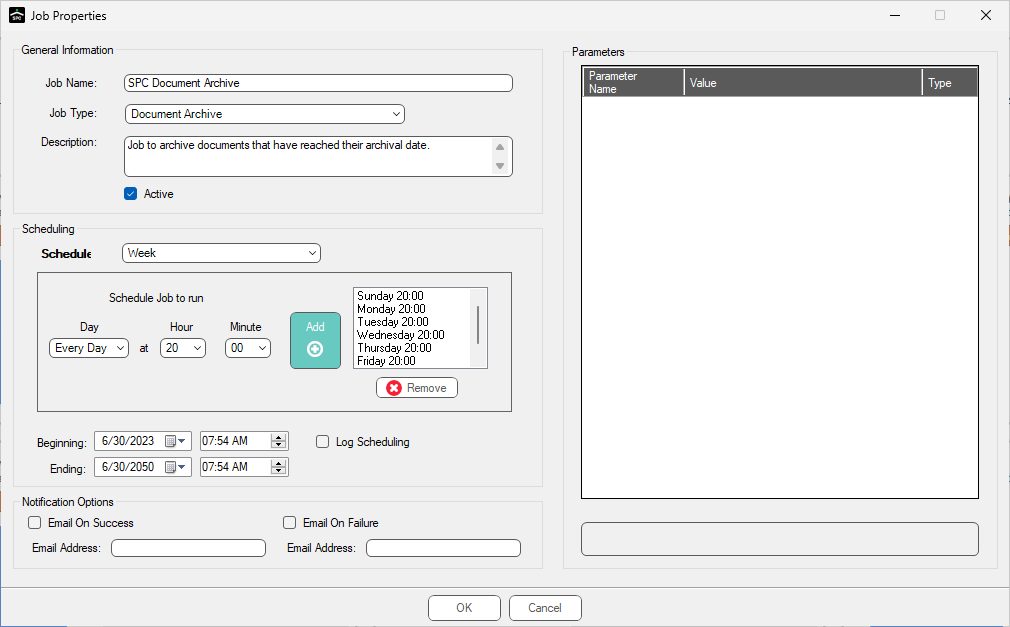 JobPollDocumentArchiveJobSetup