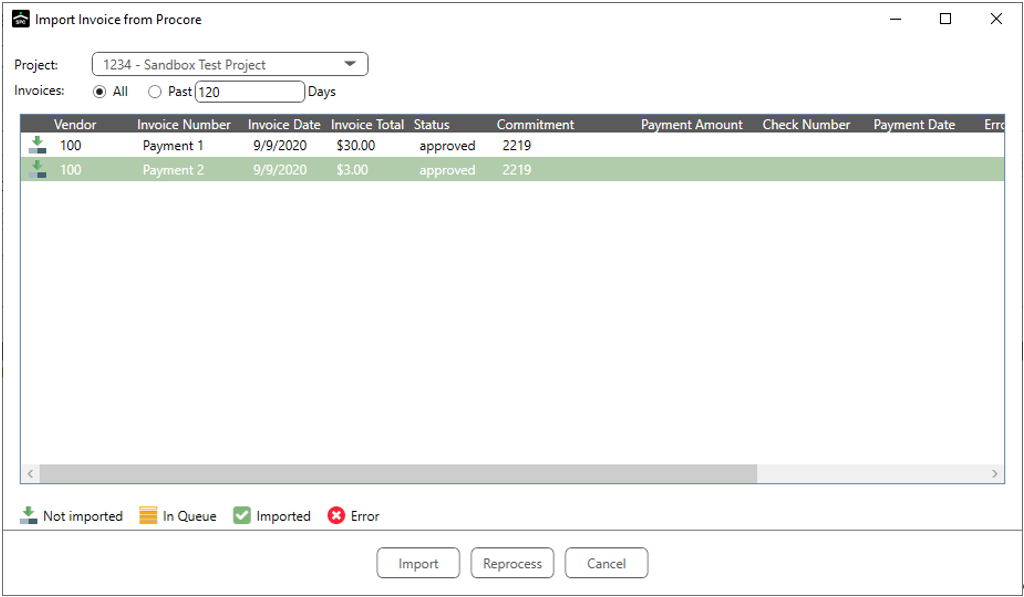 ProcoreImportInvoicewindowwithImportedentry-mh