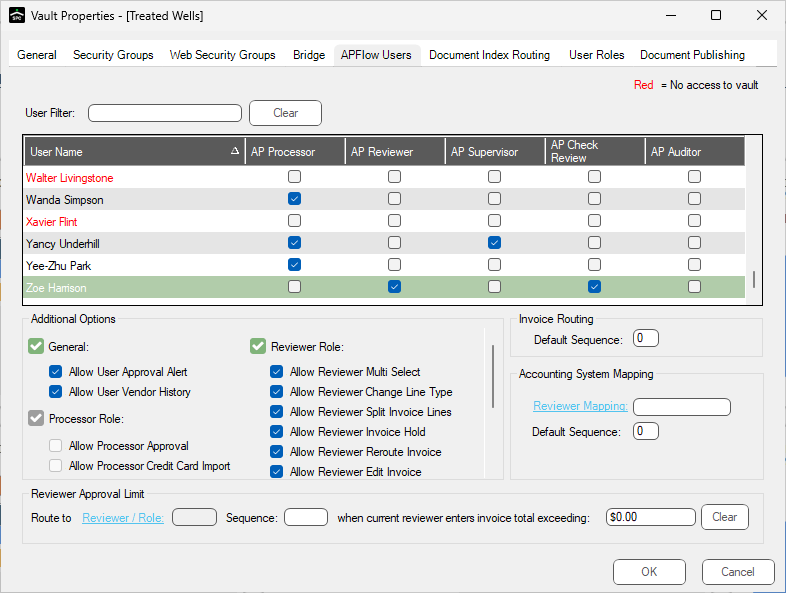 VaultPropertieswindowAPFlowUserstabSage100-mh