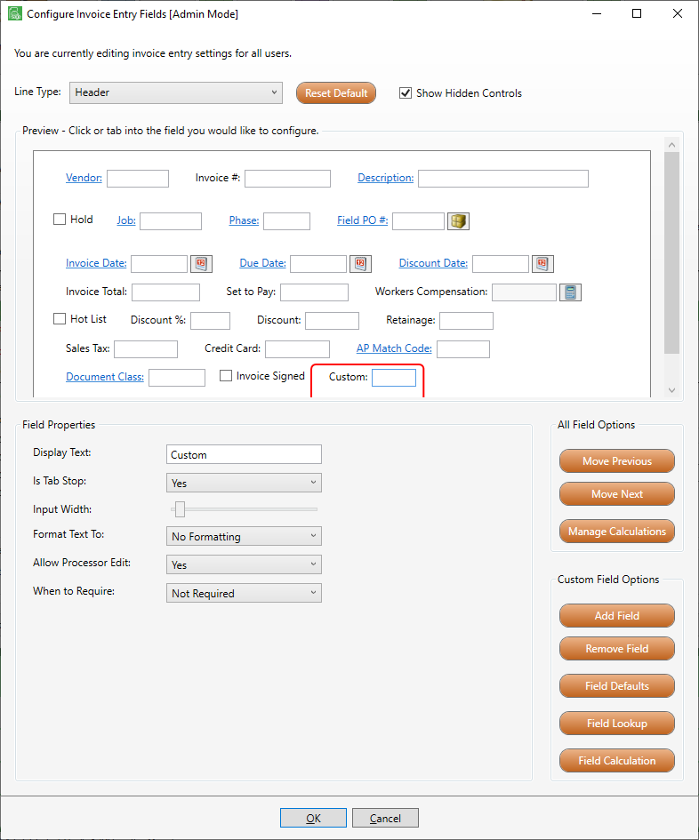 ConfigureInvoiceEntryFieldswindowNewCustomFielddisplays-mh