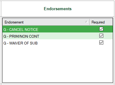 GreenlightmainscreenInsuranceTemplatestabEndorsementsrequired-mh