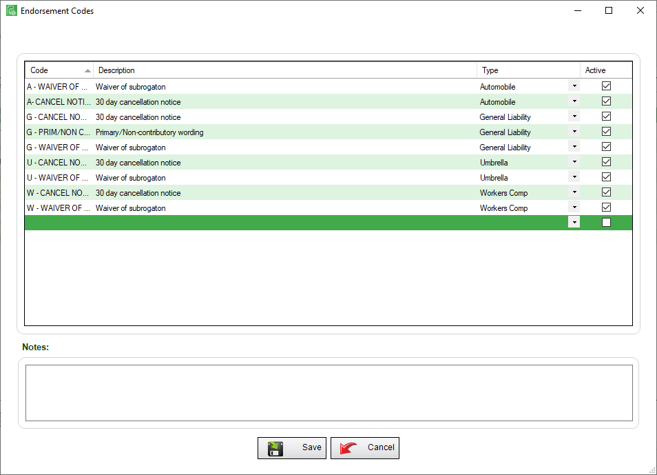 GreenlightManageGreenlightLookupTablestabwindowEndorsementsCodecolumn-mh