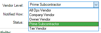 GreenlightVendorVendorInfotabVendorLevelfielddropdown-mh