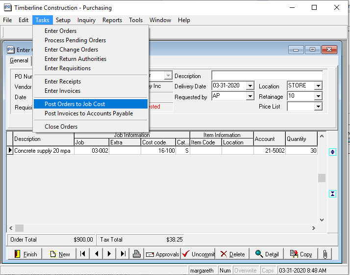 POModuleSagePurchasingModulePostOrderstoJobCostwindow-mh