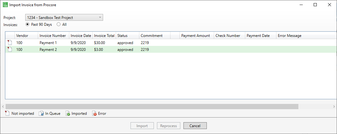 ProcoreImportInvoicewindowwithImportedentry-mh