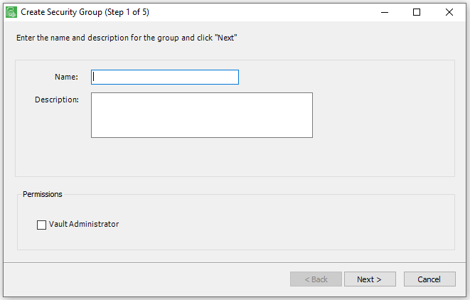 VaultSecurityGroupWizard1of5